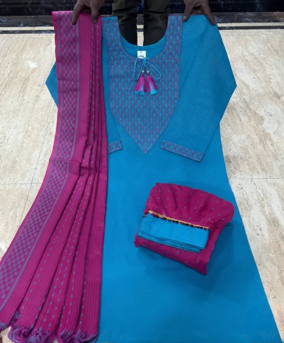 Afghani Cotton Salwar Kurta Dupatta Set for Women | Festive & Daily Wear